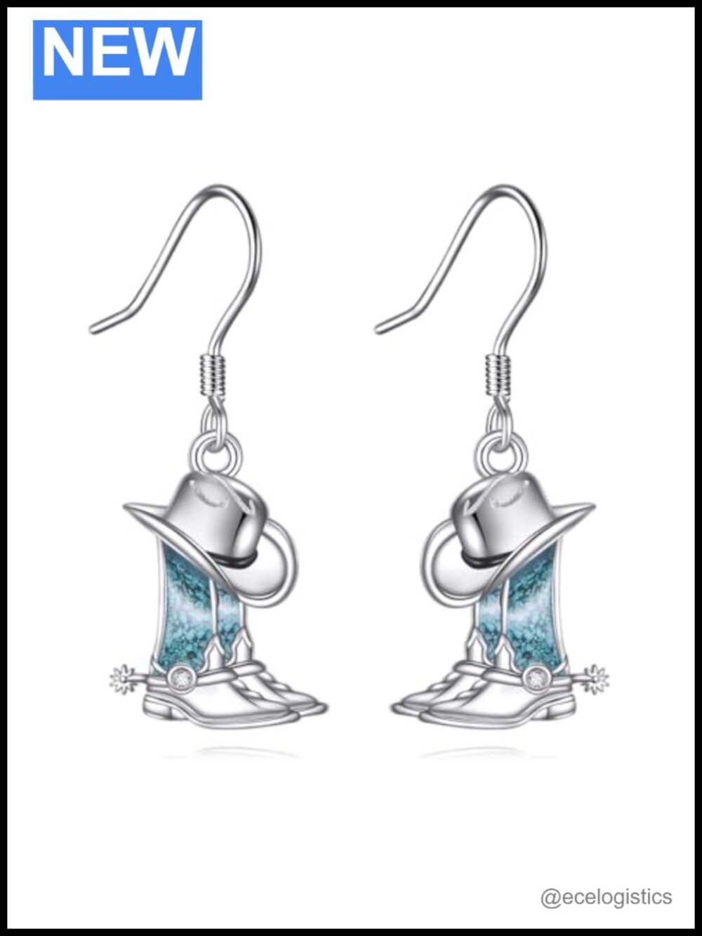 Sterling Silver Western Cowboy Boot Dangle Drop Earrings